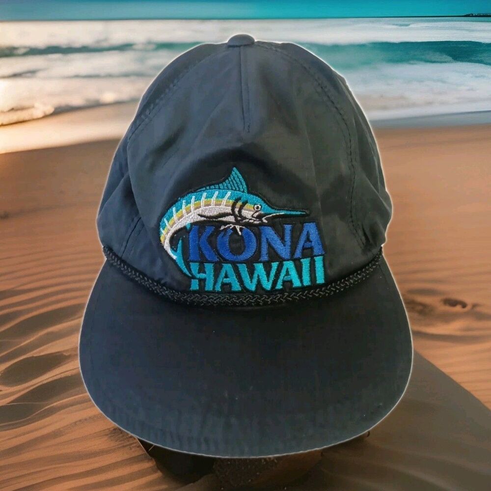 VINTAGE Kona Marlin Hawaii Hawaiian Headwear Yupoong Nylon Rope Hat Cap OSFA